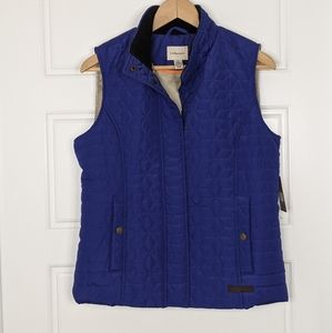 New Women's Lined Vintage Quilted Blue Vest Size Medium Outdoor Cabincore Hiking